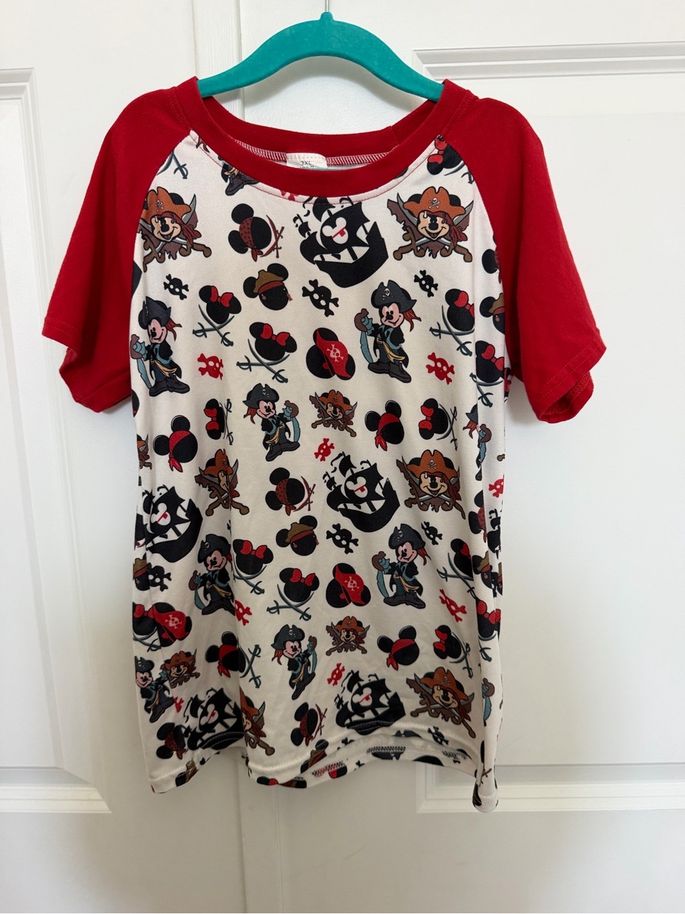 Disney Kids Pirate Graphic Raglan Tee - Red & Cream